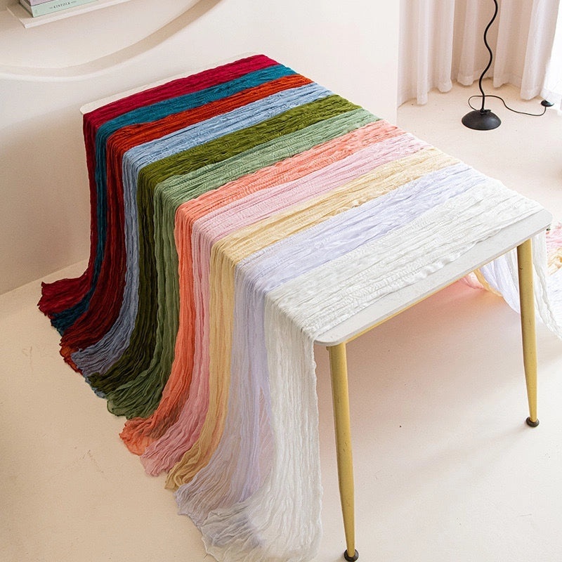 Bohemian Silk Crepe Table Runner Pleated European Style Wedding Party Decoration|Table Runners & Tablecloths