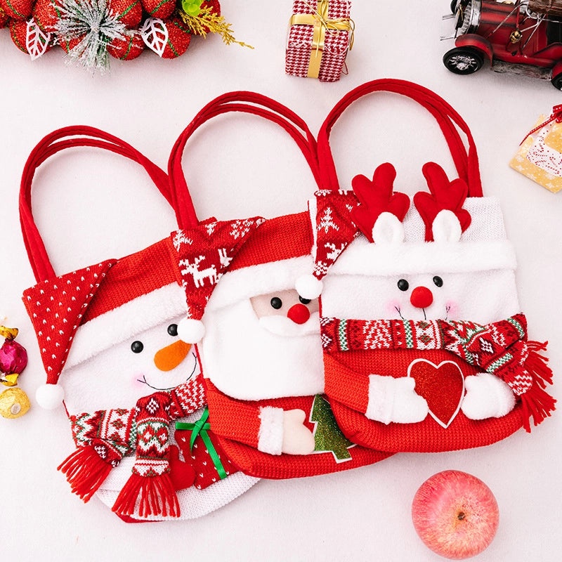 Nordic Christmas Santa Claus and Snowman Polyester Gift Bags | Holiday Party Supplies