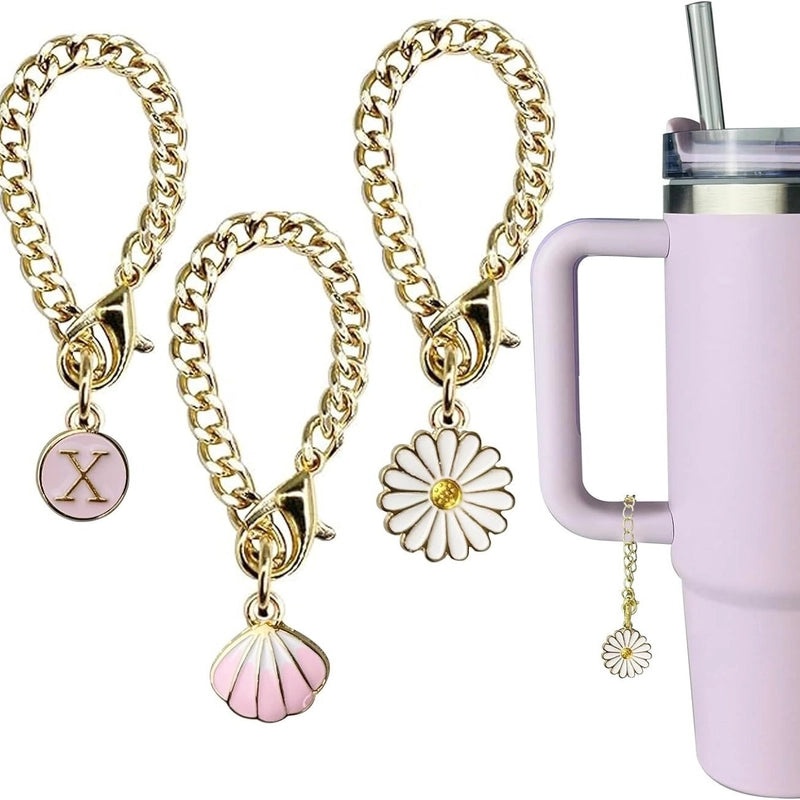 Stylish Letter Flower Shell Metal Keychain Pendant | Accessories & Keychains