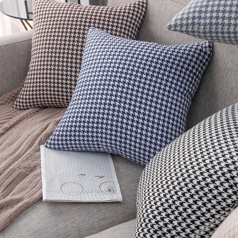 Light Luxury Houndstooth Linen Pillowcase | Home Decor & Pillows
