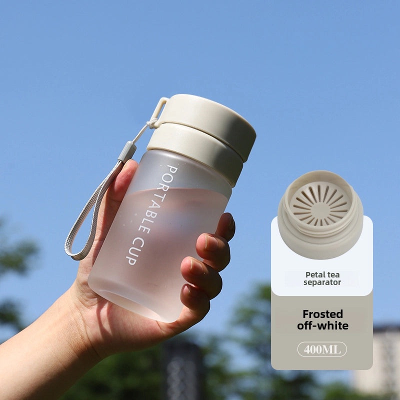Large-capacity Outdoor Sports Water Bottle with Frosted Plastic Portable Rope Customizable Tea Drain Cup|运动水壶
