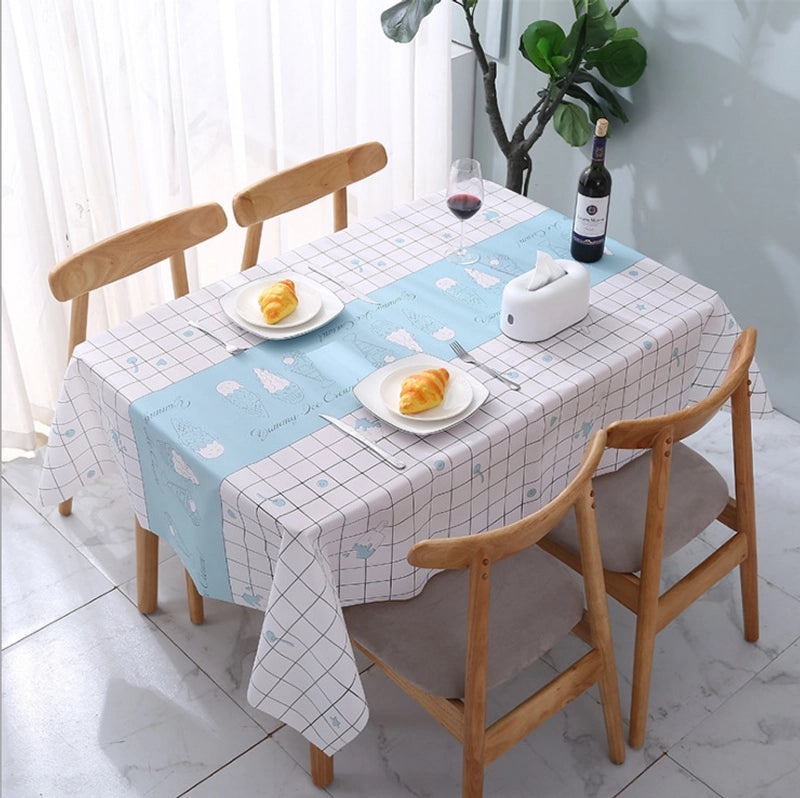 Modern Nordic PVC Tablecloth, Waterproof Oil-proof, Anti-scalding, Disposable Plaid Design|Home & Kitchen Textiles