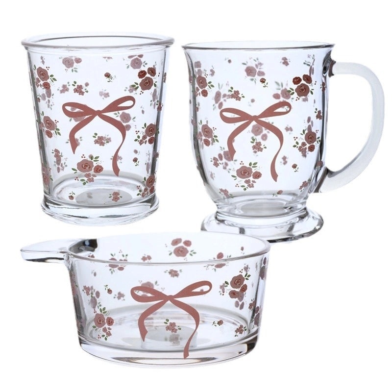 Bolimi French Rose Glass Cup with Bow Handle | Drinkware & Mugs