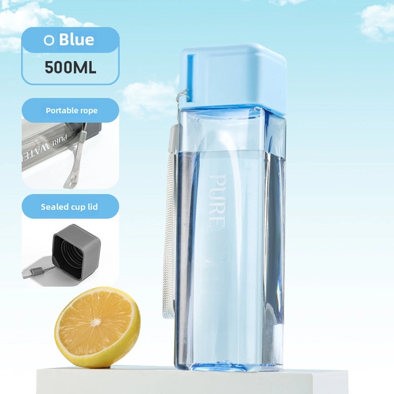 Creative Square Water Cup Portable Leak-proof Heat-resistant Plastic Handy Cup Custom LOGO Available|Kitchen & Dining