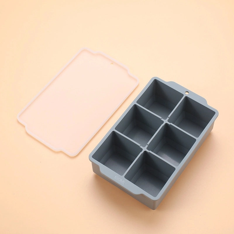 Large Silicone Ice Cube Tray with Lid 6-Slot Quick Freeze Square Mold for Home Use|Kitchen & Dining Accessories