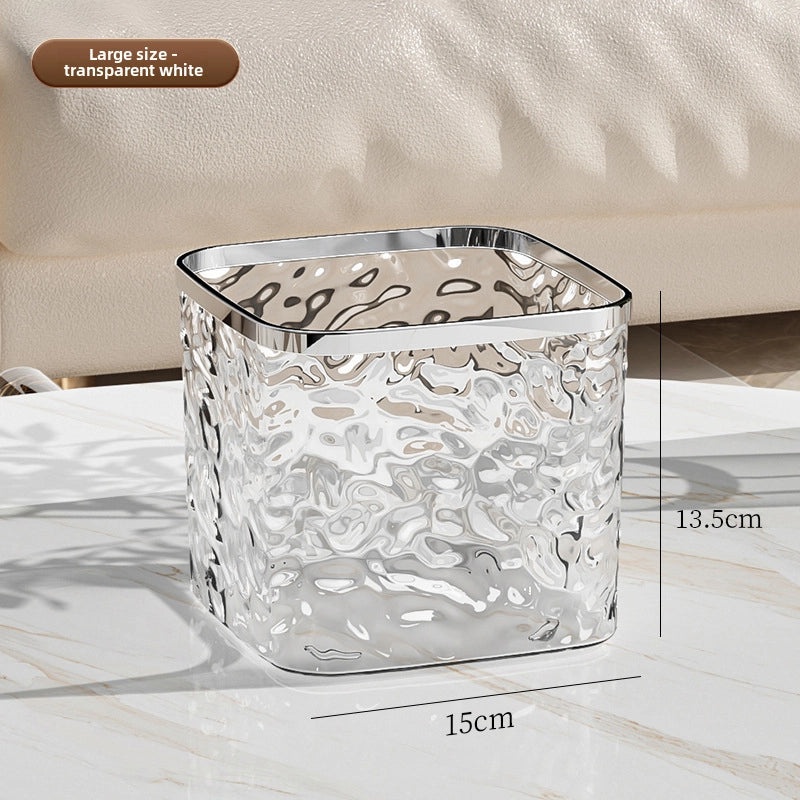 Mini Desktop Push-Open Trash Can Elastic Lid Sanitary Garbage Bin with Glacier Pattern for Car and Home Use|Home & Kitchen Storage