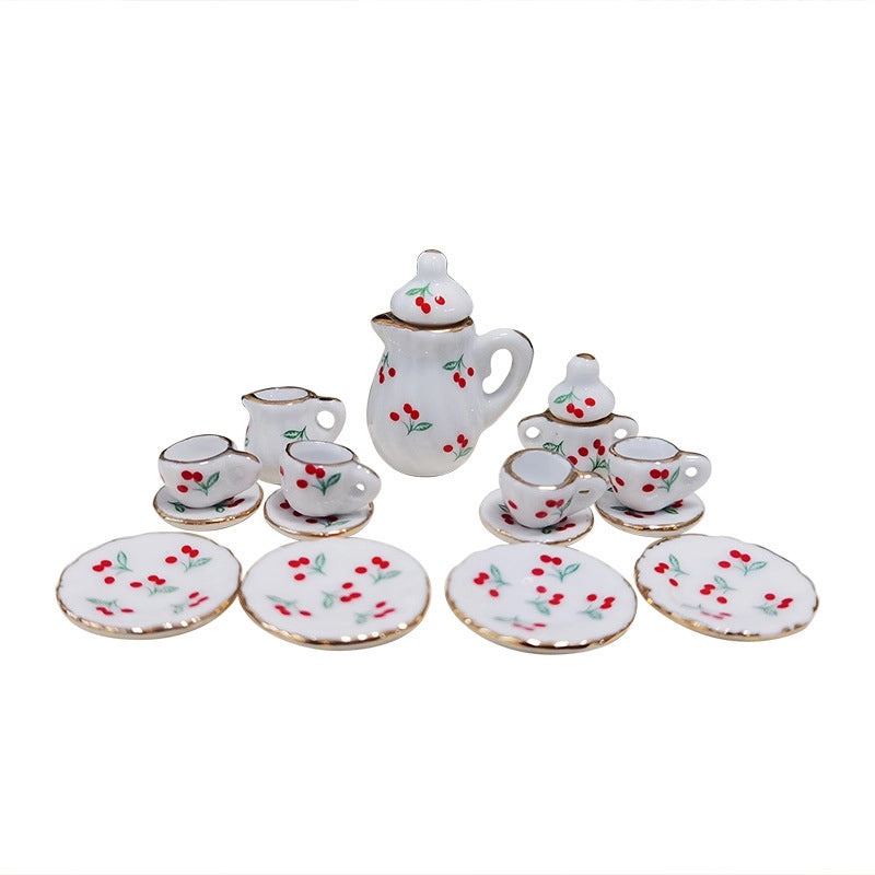 Miniature Ceramic Tea Set for Dollhouse|Dollhouse Accessories