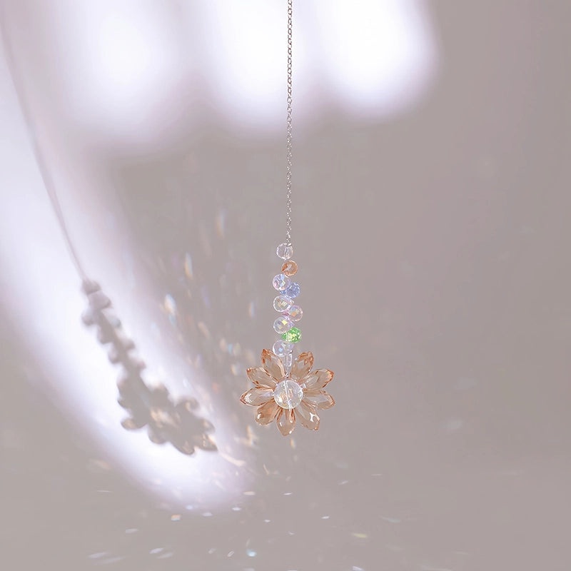 Nordic Minimalist Crystal Flower Glass Suncatcher Wind Chime Wall Decor|Home Decor