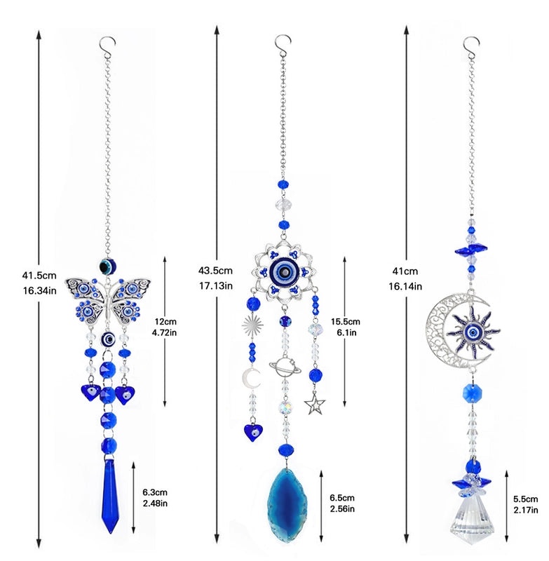 Shiny Moon & Butterfly Crystal Glass Suncatcher Wind Chime - Minimalist Wall Art Decor|Home Decor