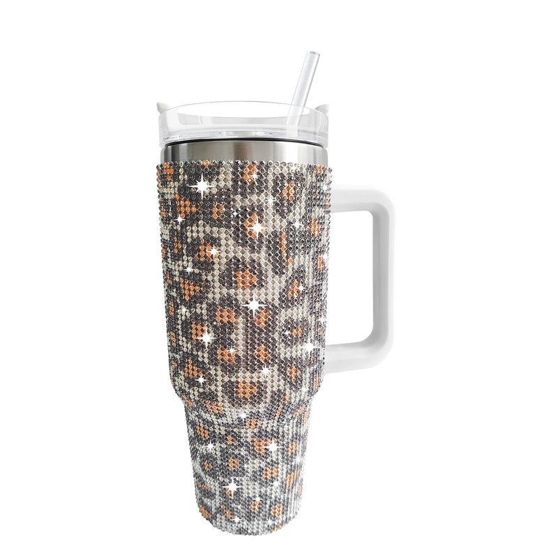 Retro Solid Color Leopard Print Stainless Steel Water Bottle 304 Grade 500ml | Drinkware & Water Bottles