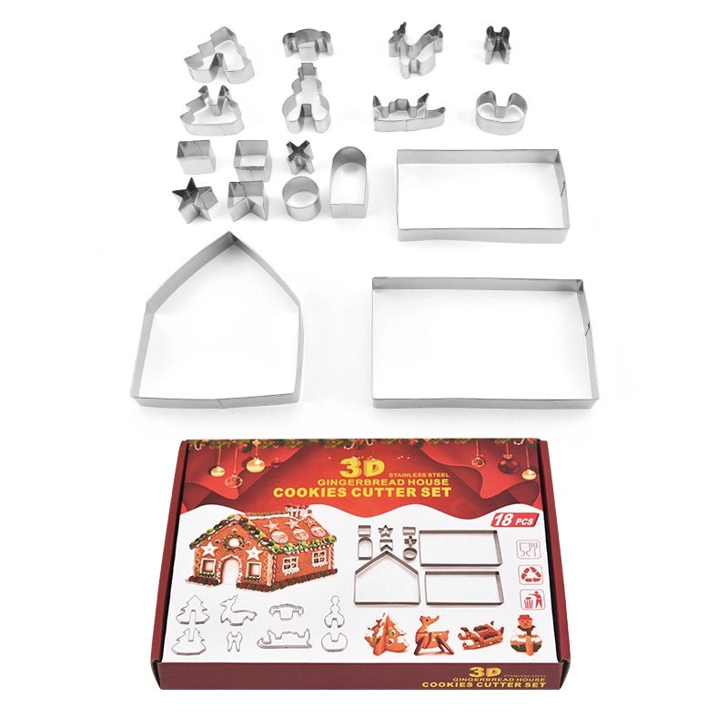 Christmas Themed 430 Stainless Steel Kitchen Molds Set - Cute Christmas House & Tree Casual Baking Tools|Kitchen & Dining