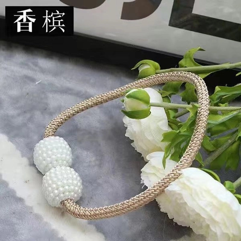 Curtain Tiebacks Magnetic Pearl Rope Set|Home Decor Curtains Accessories