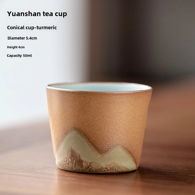 Yuanshan Ceramic Black Tea Cup Small Kung Fu Zen Personal Tea Cup Retro Master Cup with Tea Holder|Tea Cups & Accessories