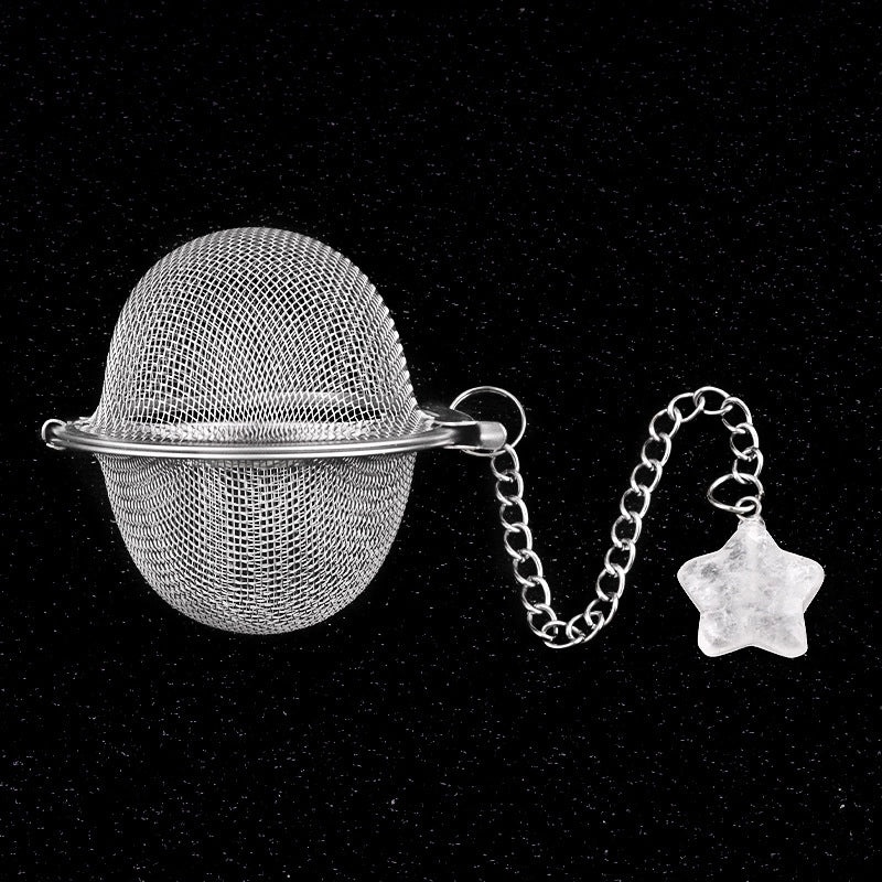 Women's Vintage Tea Filter Pendant Classic Star Crystal Agate