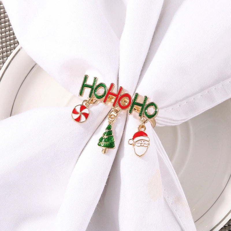 Elegant Cartoon Letter Alloy Napkin Ring for Christmas Casual Pastoral Decor 1 Piece | Home Dining Table Accessories