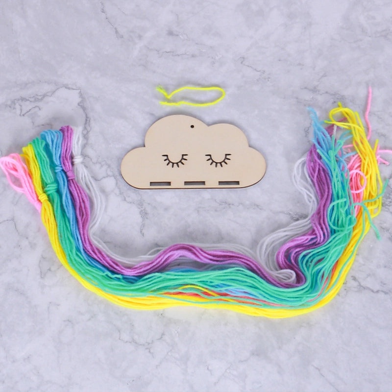 Nordic Style Cloud Wood Chip Hair Clip Holder with Decorative Wall Pendant | Hair Accessories Storage