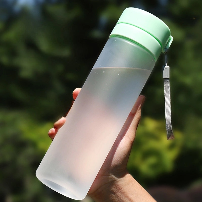 Large-capacity Outdoor Sports Water Bottle with Frosted Plastic Portable Rope Customizable Tea Drain Cup|运动水壶