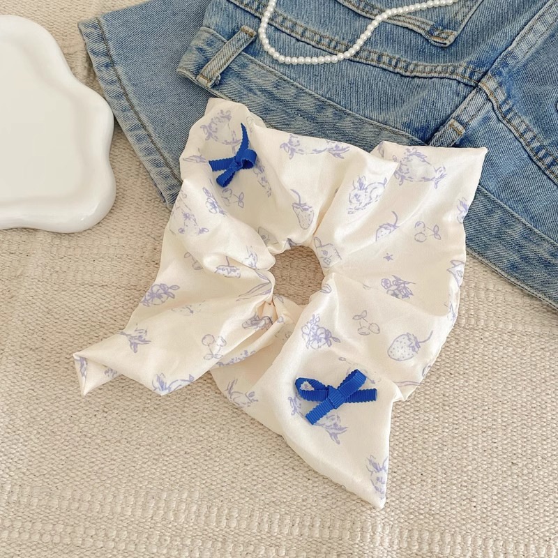 Women Daily Oversized High Elastic Lace Hair Scrunchie Elegant Floral