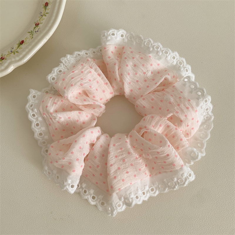 Women's Sweet Bun Scrunchie Hair Tie Multi-layer Lace Knit Cloth