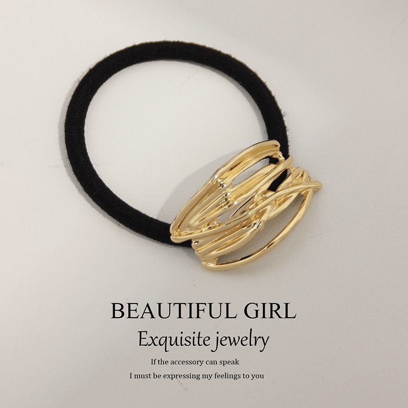 Women's Versatile Retro Alloy Elastic Hair Ties Round Cold Tone