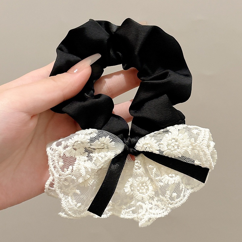 Women's Cloth Lace Scarf Scrunchie Daily Hair Tie Spring Tulip Floral