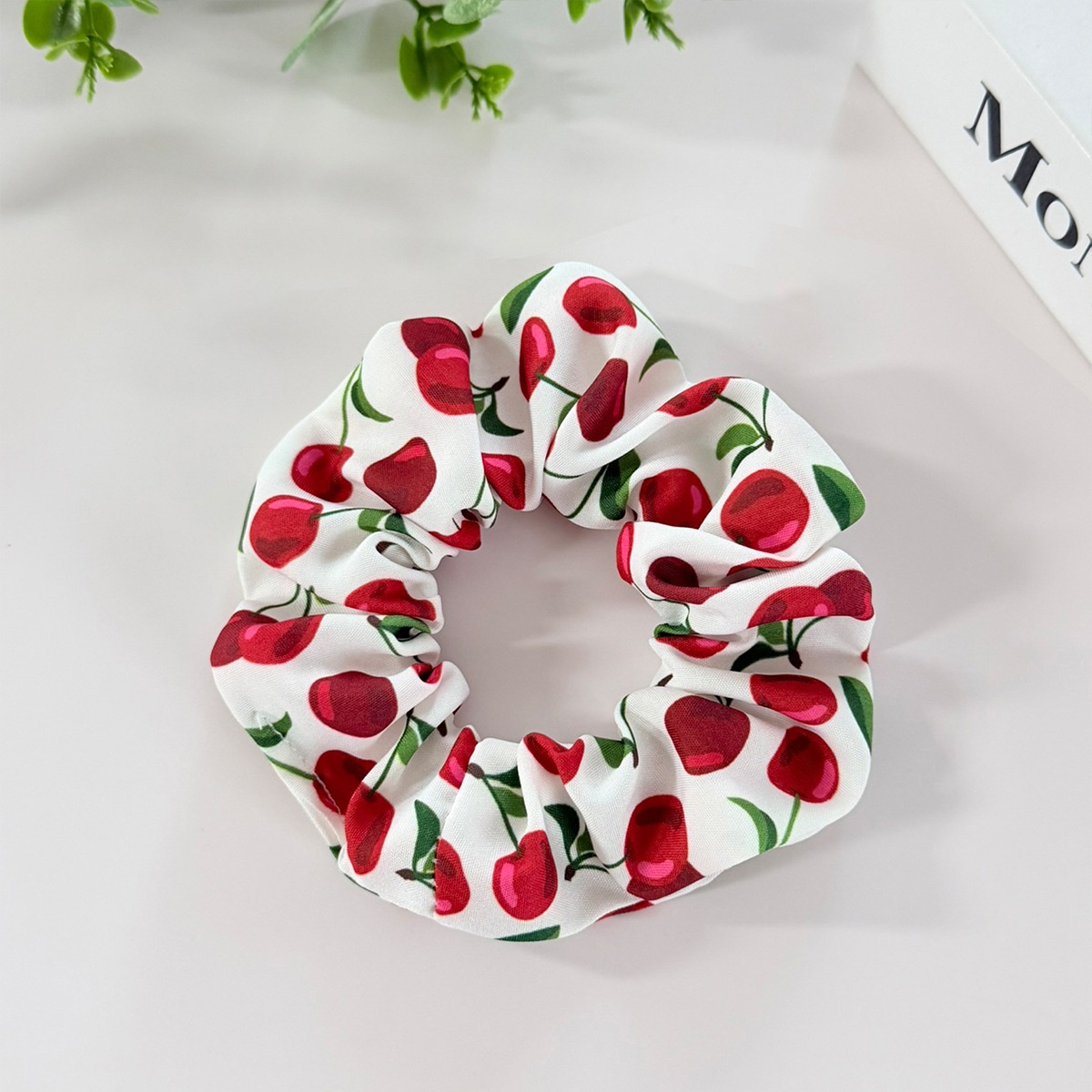 Women's High Elastic Fabric Hair Tie Sweet Cherry Strawberry Print