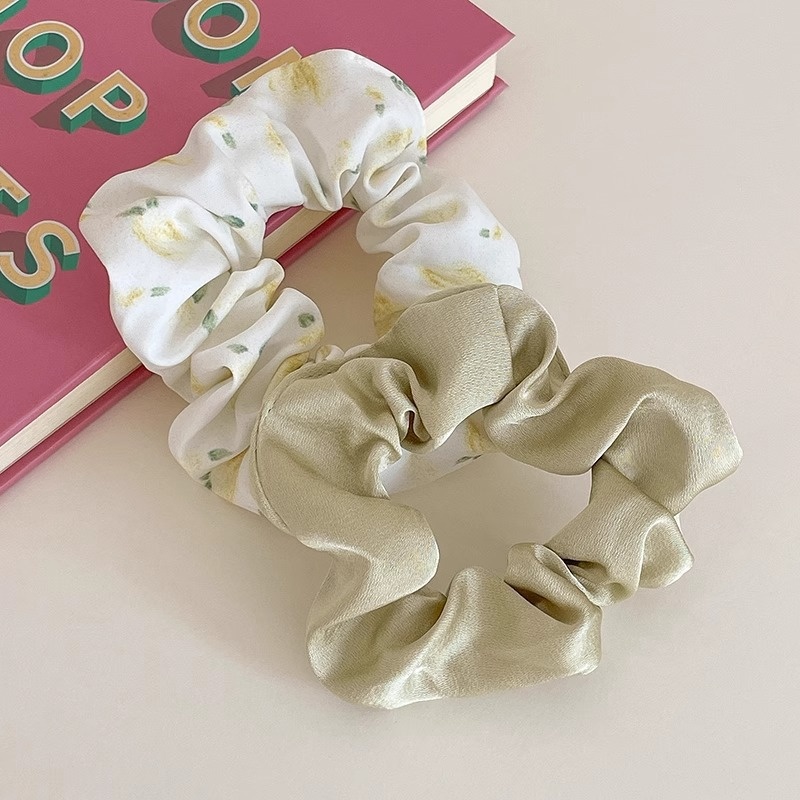 Women Daily Oversized High Elastic Lace Hair Scrunchie Elegant Floral