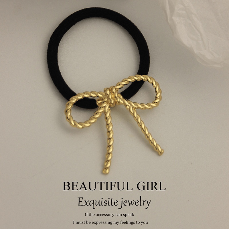 Women's Versatile Retro Alloy Elastic Hair Ties Round Cold Tone