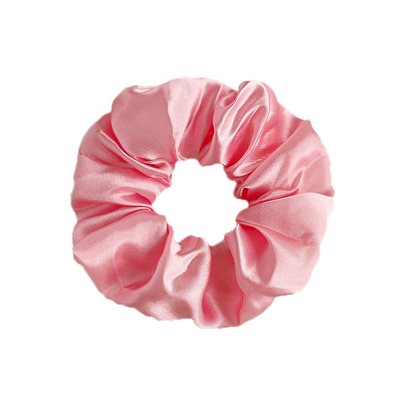 Women's Soft Fabric Ponytail Scrunchie Elastic Hair Tie Solid Pink