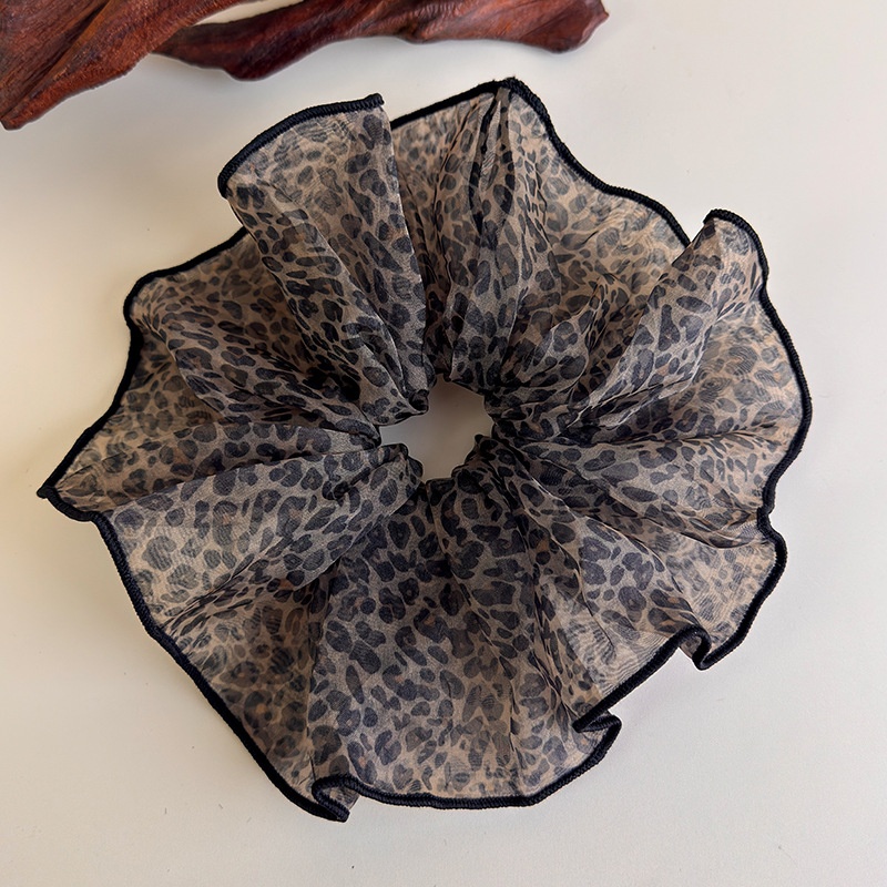 Women's Casual Fabric Elastic Scrunchies High Ponytail Leopard Print