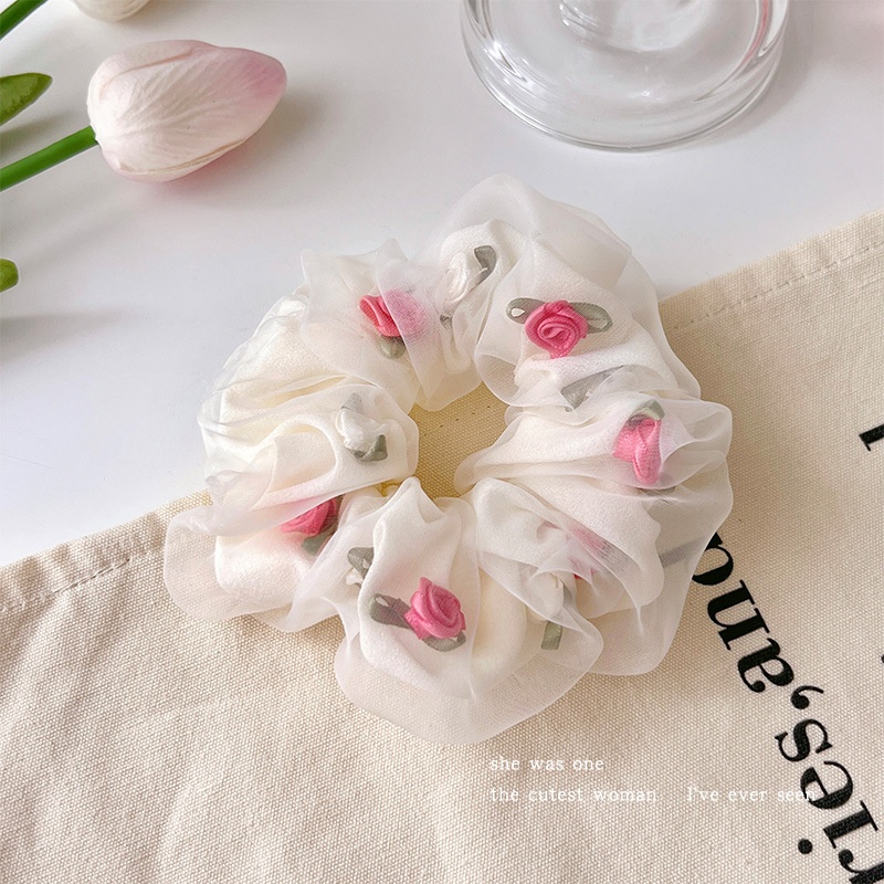Women's Flower Hair Tie Sweet Street Style Grey Pink Floral Pattern