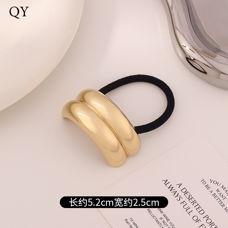 Women's Versatile Retro Alloy Elastic Hair Ties Round Cold Tone