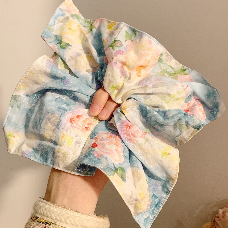 Women's Elegant Square Scarf Scrunchie Chic Cloth Ponytail Hair Tie