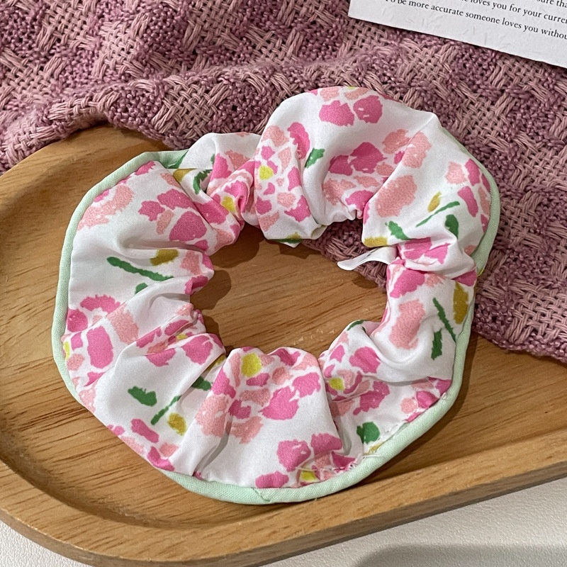 Women Daily Oversized High Elastic Lace Hair Scrunchie Elegant Floral