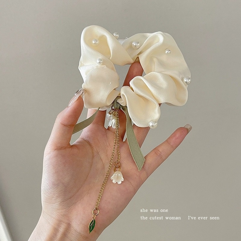 Women's Cloth Lace Scarf Scrunchie Daily Hair Tie Spring Tulip Floral