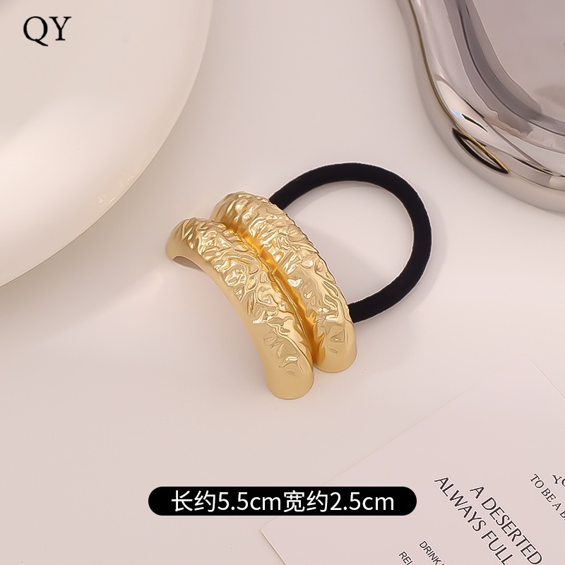 Women's Versatile Retro Alloy Elastic Hair Ties Round Cold Tone