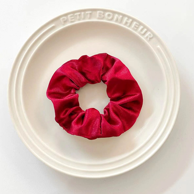 Women's Summer Fabric Scrunchie Pleated Plaid Leopard Hair Tie