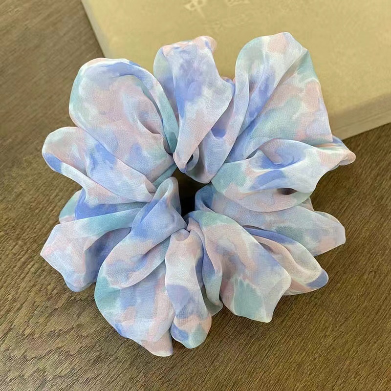 Women's Elegant Pastoral Ditsy Floral Gauze Hair Tie Summer Holiday Scrunchie