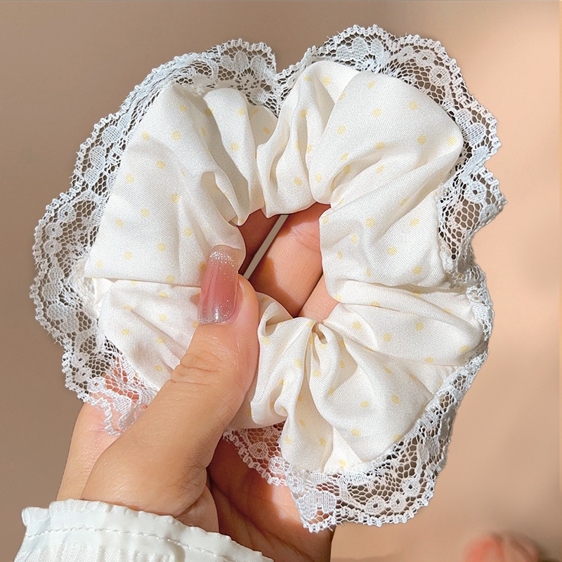 Women's Spring High-End Silky Pleated Pearl Streamer Large Hair Ring