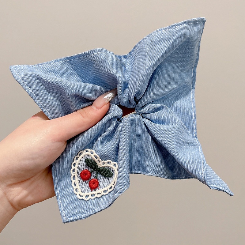 Women's Elegant Square Scarf Scrunchie Chic Cloth Ponytail Hair Tie