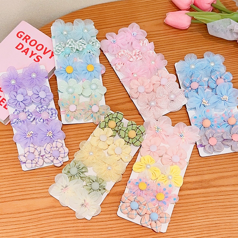 Baby Girls No-Damage Cloth Ponytail Hair Ties Sweet Floral Pattern