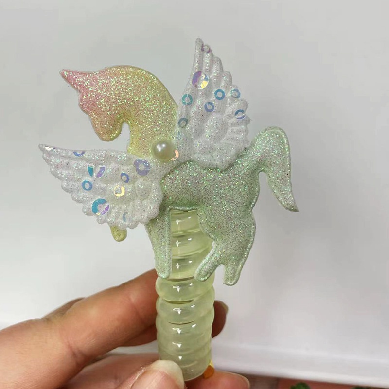 Girls Silicone Telephone Cord Ponytail Hair Rope Sweet Cartoon Butterfly