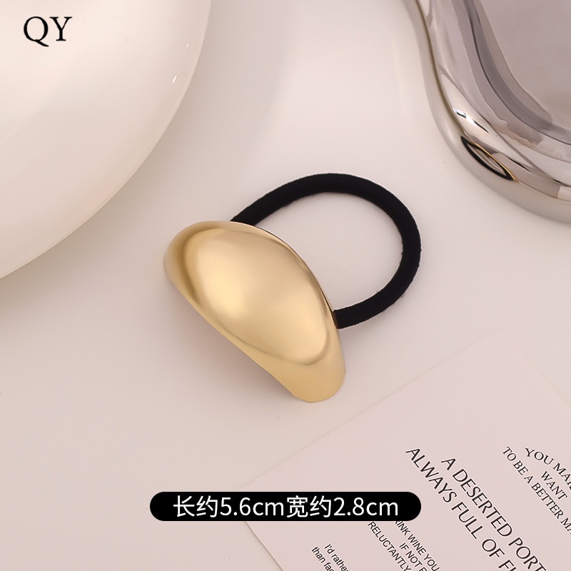 Women's Versatile Retro Alloy Elastic Hair Ties Round Cold Tone