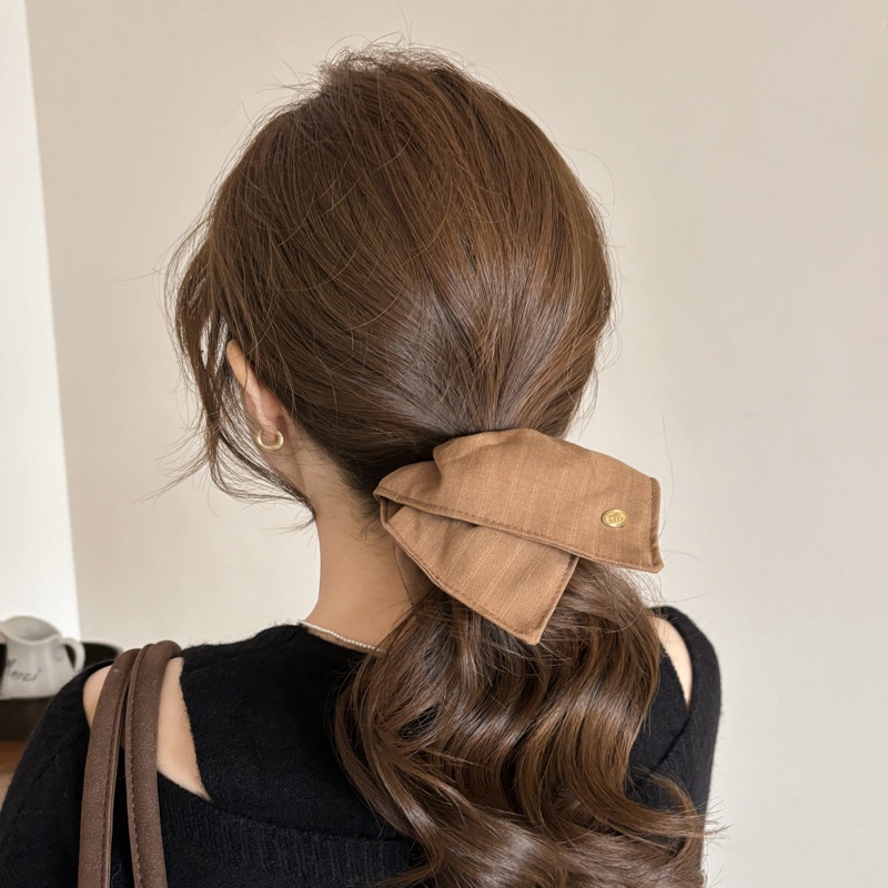 Women's Handmade Spring Ponytail Hair Scrunchie Checkered Fabric