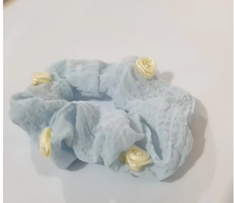 Women's Handmade Spring Ponytail Hair Scrunchie Checkered Fabric