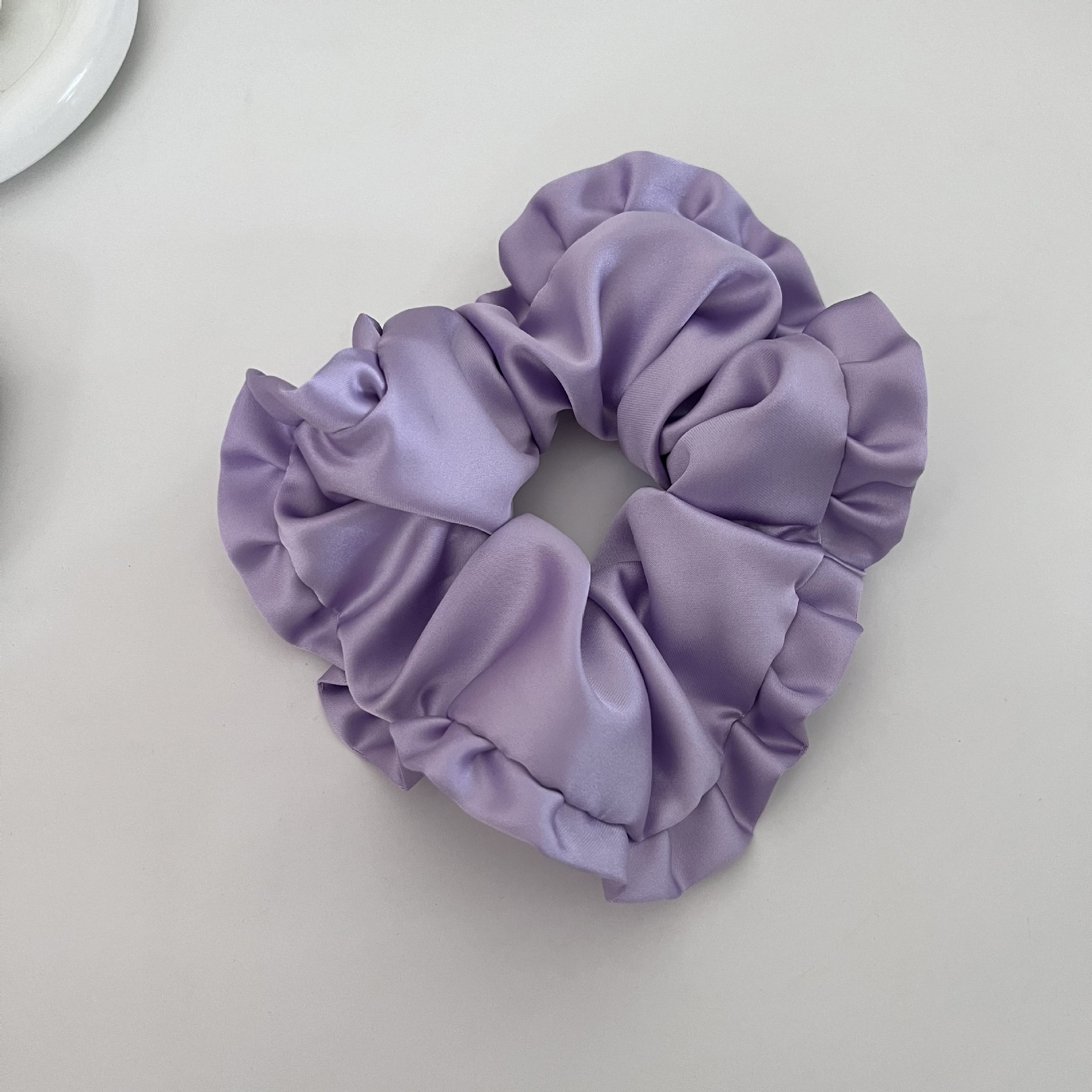 Women's All-Season Satin Ruffle Scrunchie Hair Tie Solid Purple