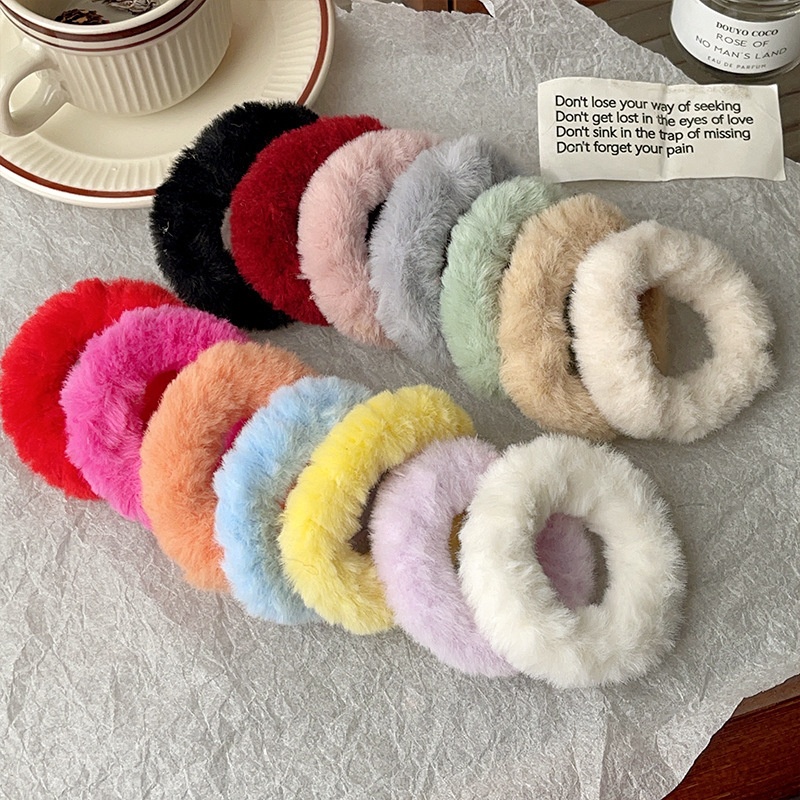 Women's Autumn Winter Plush Elastic Ponytail Scrunchies Candy Color