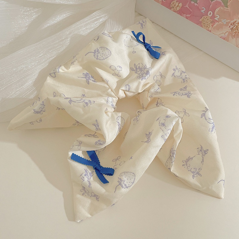 Women's Cloth Lace Scarf Scrunchie Daily Hair Tie Spring Tulip Floral