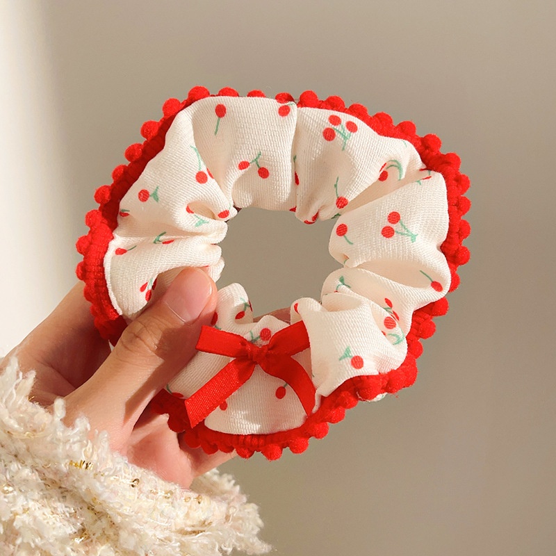 Women's Sweet Lace Ponytail Hair Tie Cloth Scrunchie Coral Lily Floral
