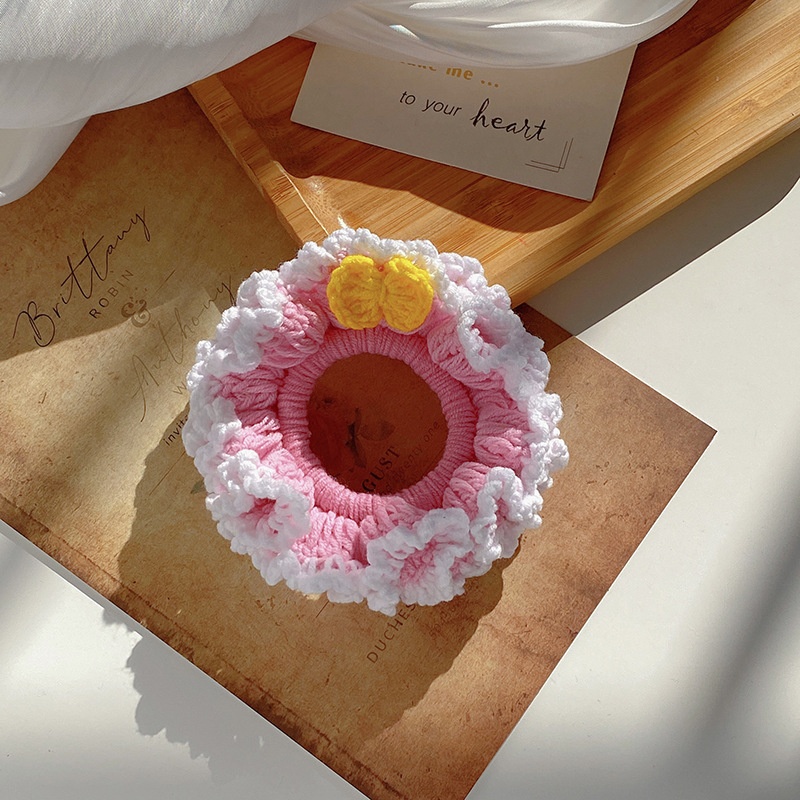 Women's Winter Hand Knitted Yarn Elastic Hair Tie British Retro Style